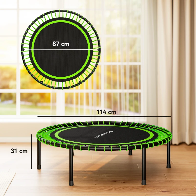 SPORTNOW Cama Elástica Fitness Ø114 cm con Marco de Acero Reforzado para Entrenamiento Piernas Cuerpo Verde y Negro