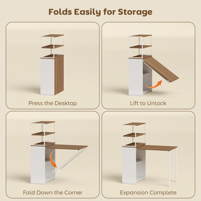 HOMCOM Folding Shelf and Work Table - Natural