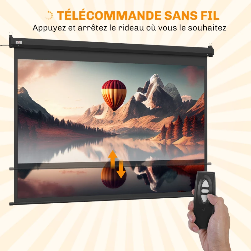 HOMCOM Écran vidéoprojecteur motorisé et électrique 84 Pouces, 4:3 4K HD, panneau de commande et télécommande