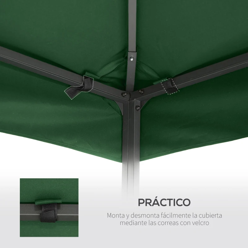 Outsunny Techo de Repuesto para Cenador, 3x3 m, Cubierta de Repuesto con Techo Doble, 8 Orificios de Drenaje y Protección UV, SOLO Toldo de Recambio para Pabellón Gazebo, Verde