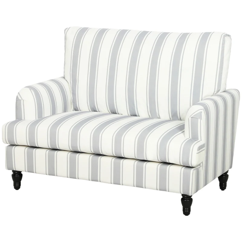 HOMCOM Velvet Single Sofa Armchair, Modern Accent Chair with Stripes, Turned Legs and Wide Seat, Grey