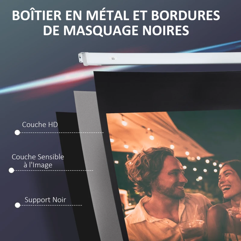 HOMCOM Écran vidéoprojecteur 100 Pouces, 16:9 4K HD écran de projection motorisé et électrique, écran de projection tv et home cinéma, montage mural ou plafond, panneau de commande et télécommande