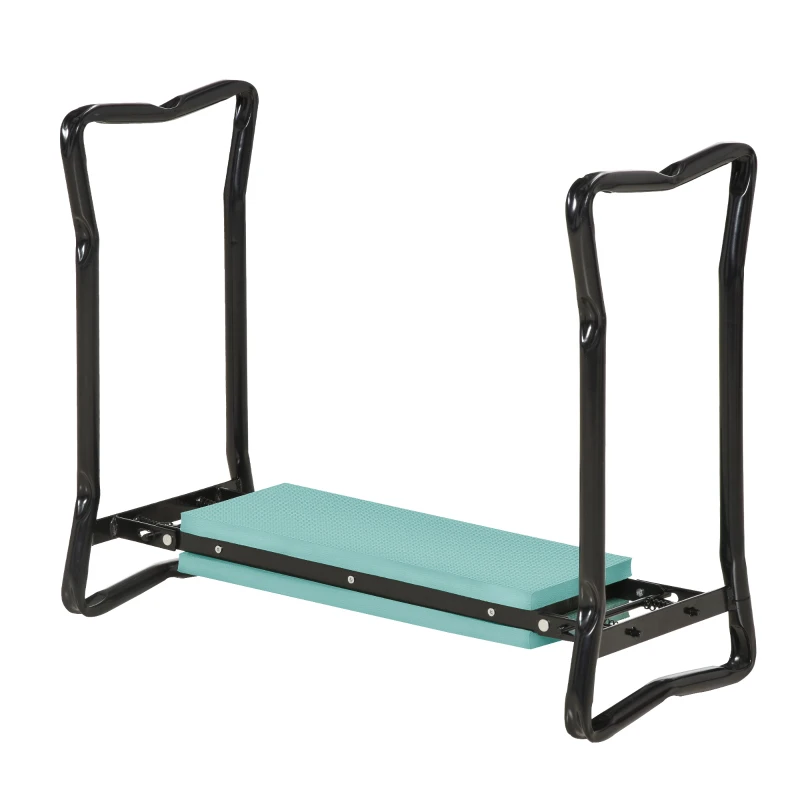 Outsunny Tabouret de Jardin Pliable agenouilloir de Jardin siège Jardinage avec Coussin Acier EVA Noir Vert