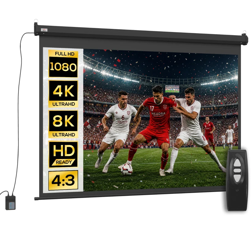 HOMCOM Écran vidéoprojecteur motorisé et électrique 84 Pouces, 4:3 4K HD, panneau de commande et télécommande