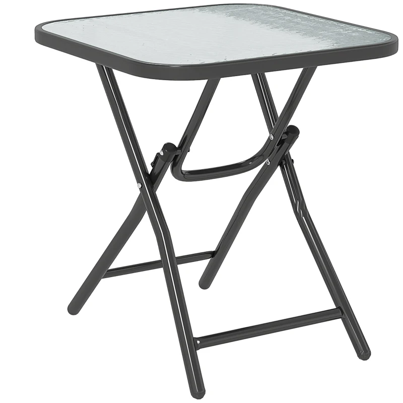 Outsunny Foldable Garden Table Square Folding Table for Patio Garden 45 x 45 x 50Hcm Black