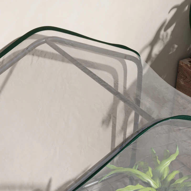Outsunny Mini Serra da Giardino con Copertura in PE, 3 Ripiani e Porta Avvolgibile, 59x39x127 cm, Trasparente