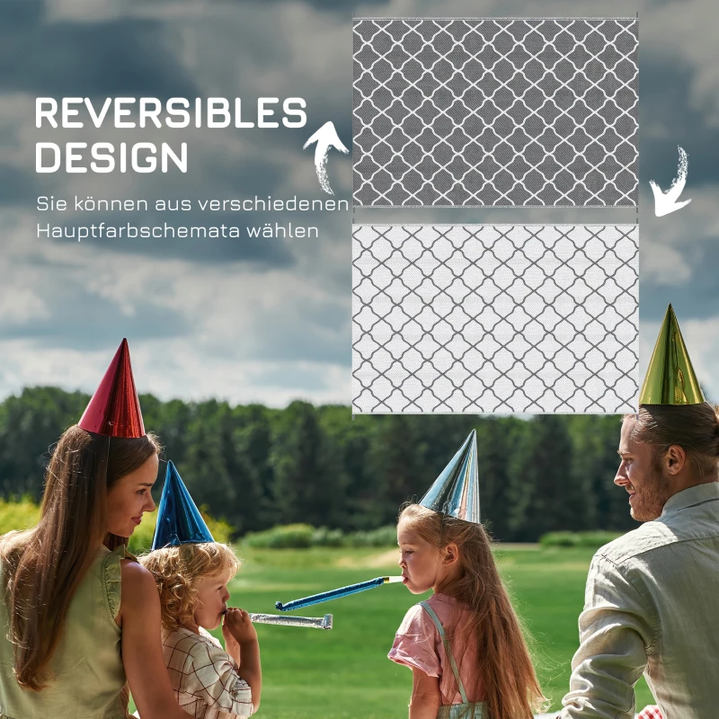 Outsunny Outdoor Teppich robuster Wetterfest Outdoorteppich Carpet mit Netzmuster 182 x 274 cm Grau