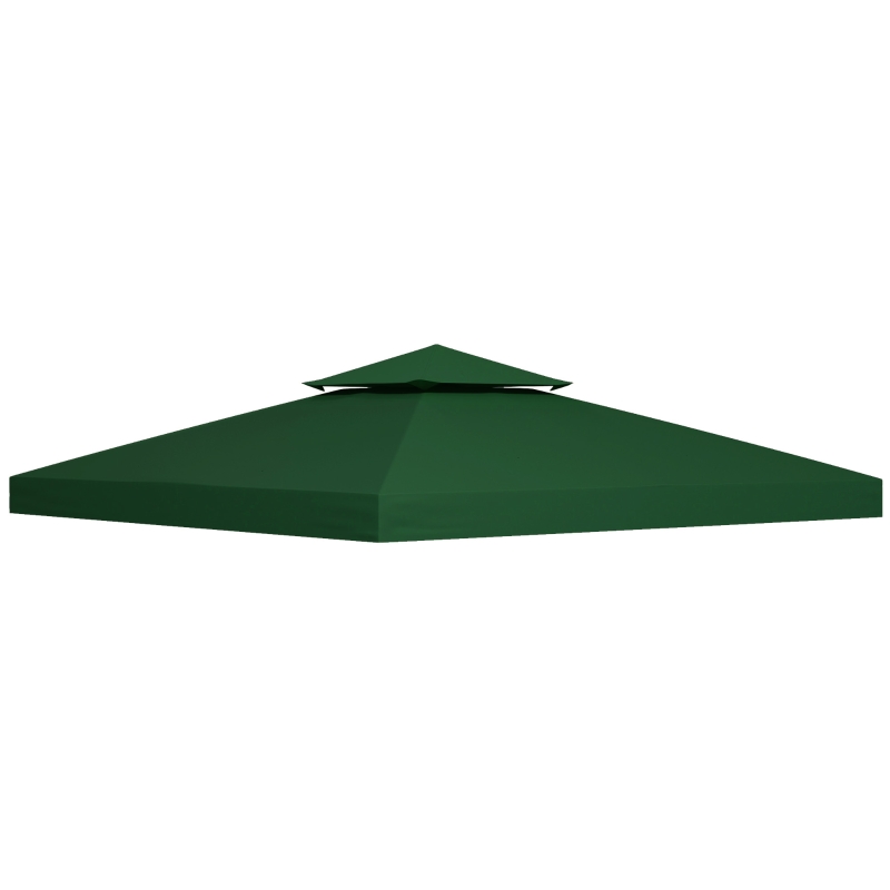 Outsunny Techo de Repuesto para Cenador, 3x3 m, Cubierta de Repuesto con Techo Doble, 8 Orificios de Drenaje y Protección UV, SOLO Toldo de Recambio para Pabellón Gazebo, Verde