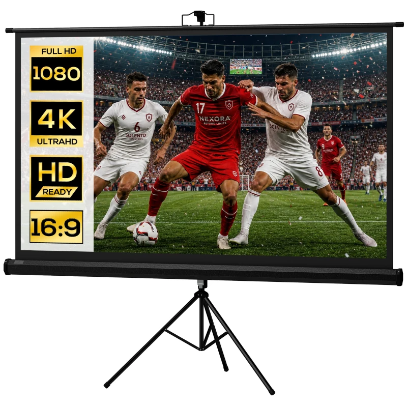 HOMCOM Écran de projection 84 pouces avec support trépied hauteur réglable, écran 4K HD 16:9