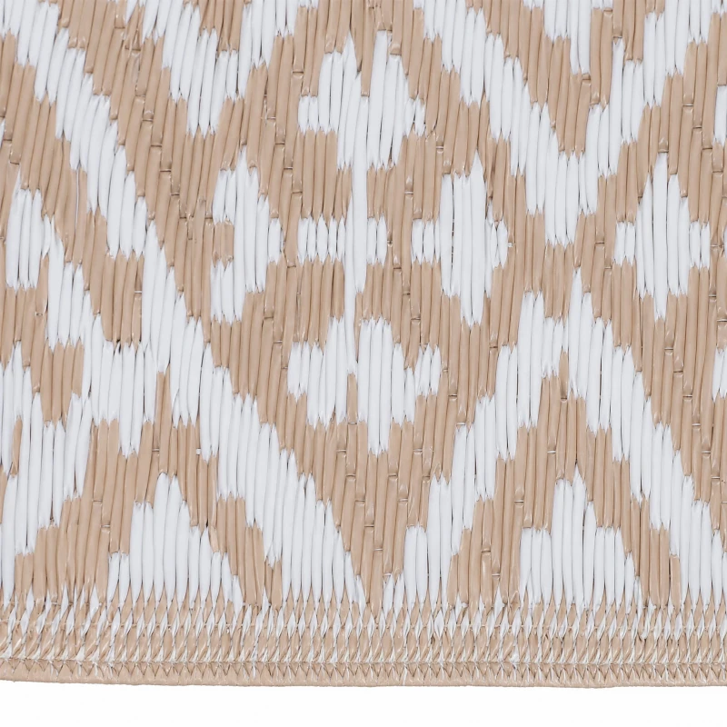 Outsunny Outdoor Rug Reversible Mat Plastic Straw Rug Portable RV Camping Mat for Garden Deck Picnic Indoor, 182 x 274 cm (6 x 9 ft), Coffee & White