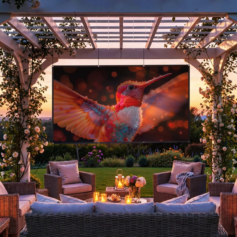 HOMCOM Ecran pentru Proiector 120" 16:9 HD 4K/8K Pliabil și Portabil, Anti-șifonare și Lavabil, Față Dublă, Alb