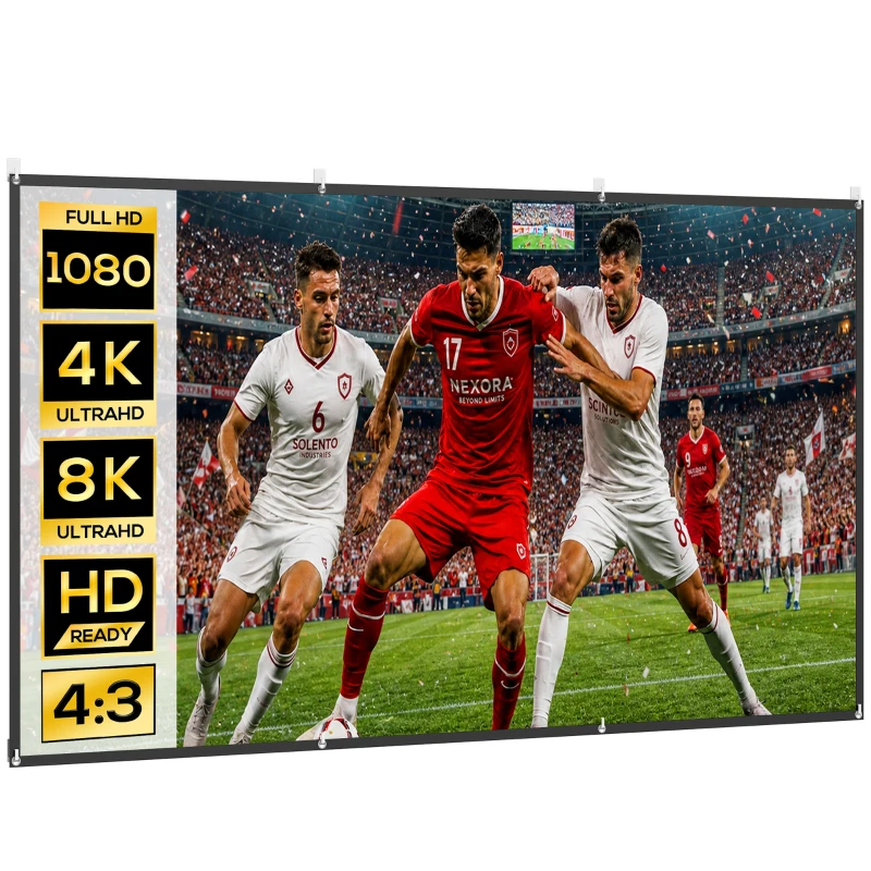 HOMCOM Ecran pentru Proiector 120" 16:9 HD 4K/8K Pliabil și Portabil, Anti-șifonare și Lavabil, Față Dublă, Alb