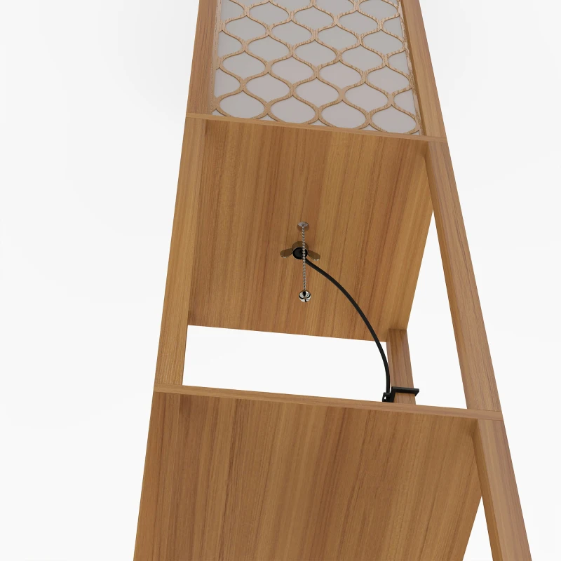 HOMCOM Duo Light Floor Shelves - Natural Wood Finish