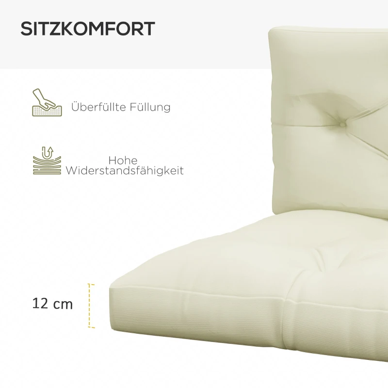 Outsunny Sitzpolster Sitzkissen Polsterauflage, mit Knopfheftung, 120 x 80 x 12 cm, Cremeweiß