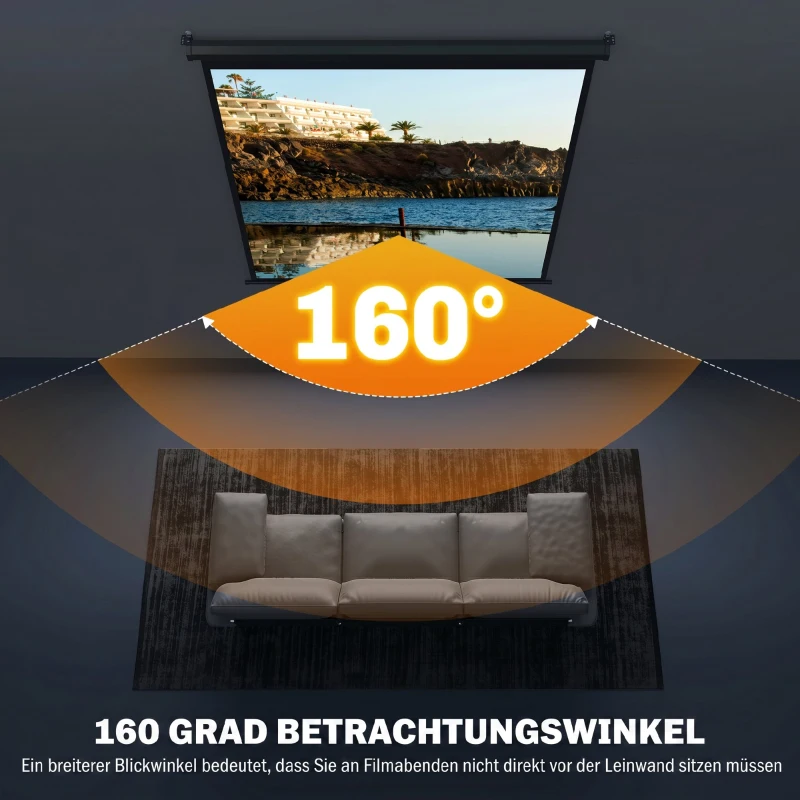 HOMCOM Projectiescherm 152 x 152 cm 85 inch 1:1 HD 4K Voor Thuisbioscoop & Presentaties