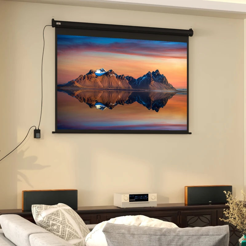 HOMCOM Écran vidéoprojecteur motorisé et électrique 84 Pouces, 4:3 4K HD, panneau de commande et télécommande
