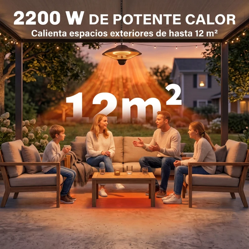 Outsunny Calefactor Exterior de Techo 1010/2210W Estufa de Infrarrojos con Mando a Distancia Ø58,5x33 cm 12,6 m² Plata