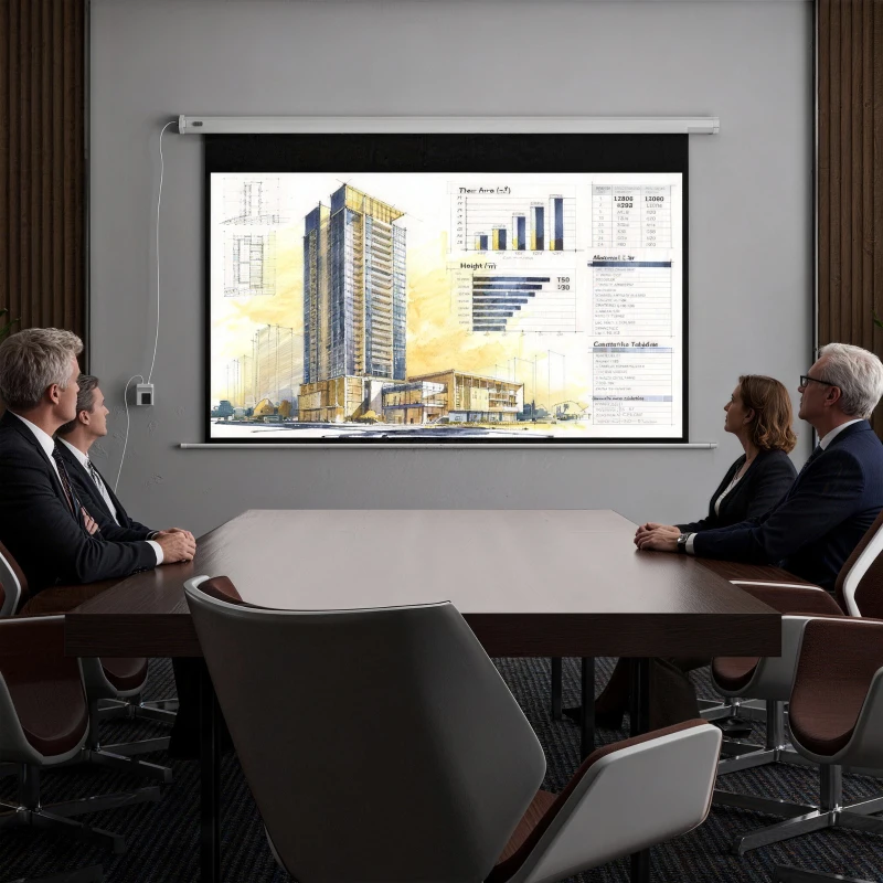 HOMCOM Telo per Proiettore 100" 16:9 Motorizzato con Telecomando, 251x8x168 cm, Bianco
