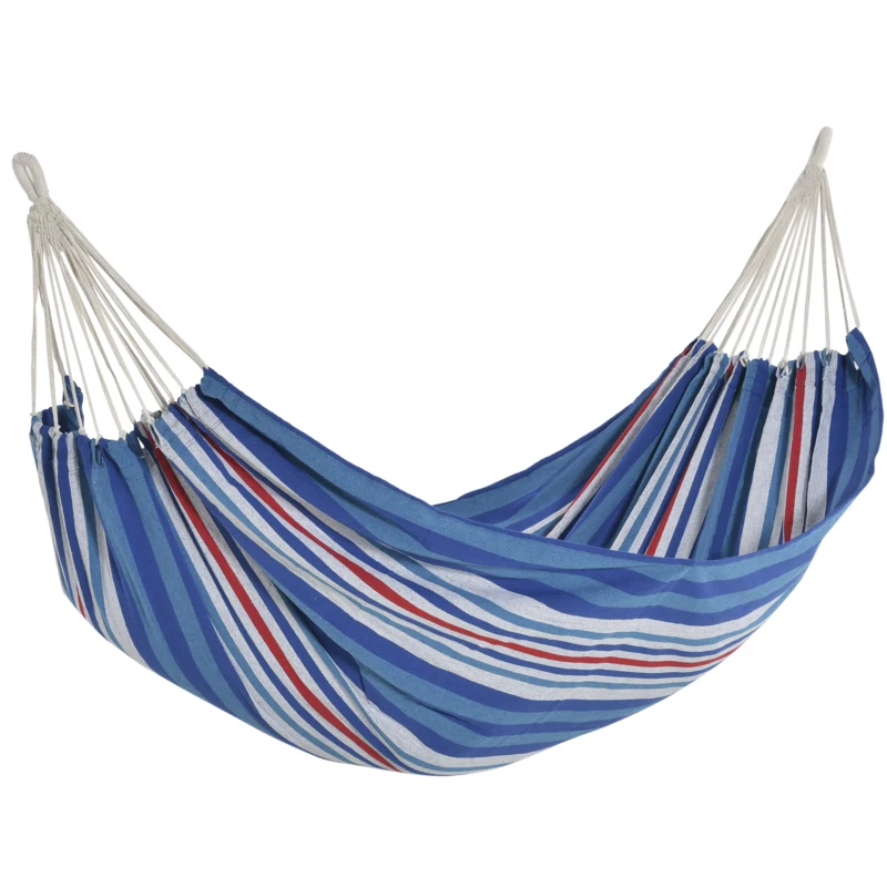 Outsunny Hamaca para Jardín 210x150 cm Hamaca Colgante Portátil Carga Máx. 180 kg para Acampar Piscina Camping Rayas Azul y Rojo