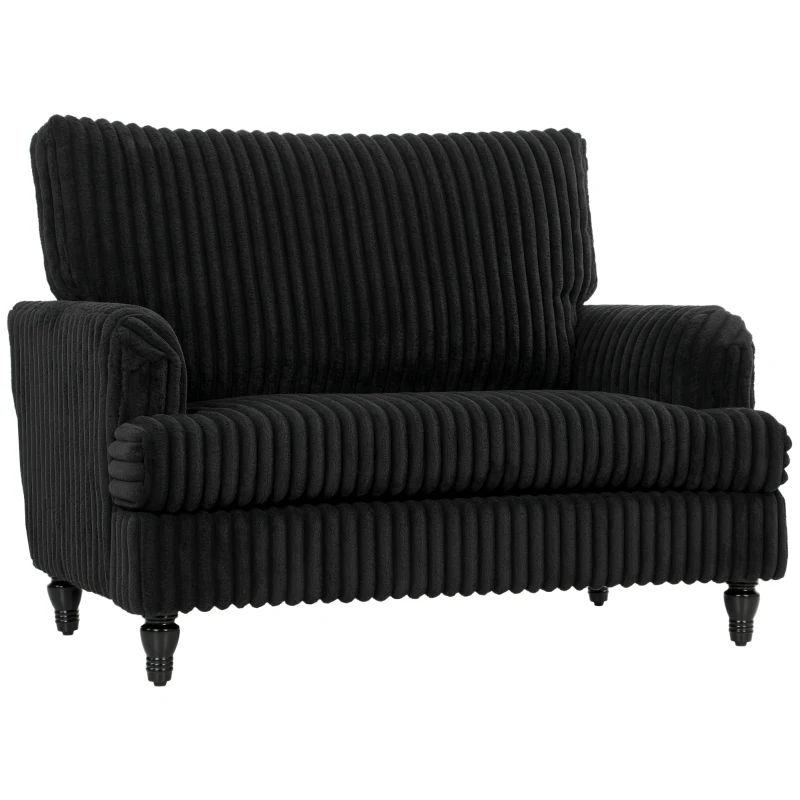 HOMCOM Corduroy Single Sofa Armchair, Modern Accent Chair with Stripes, Turned Legs and Wide Seat, Black