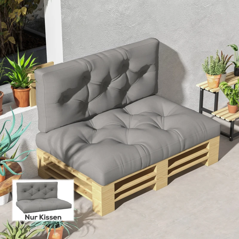 Outsunny Sitzpolster Sitzkissen Polsterauflage, mit Knopfheftung, 120 x 80 x 12 cm, Grau