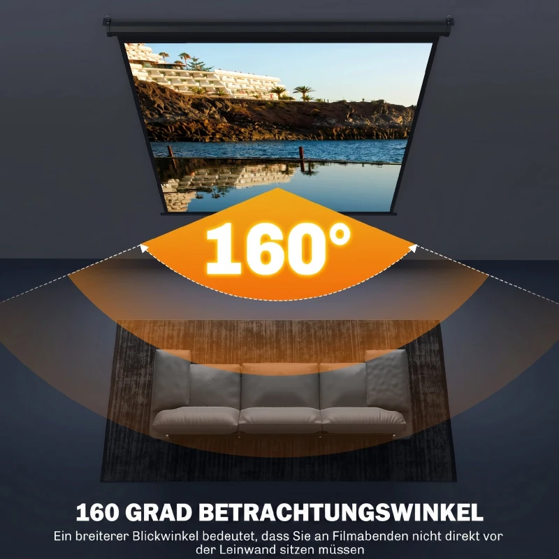 HOMCOM Beamer Leinwand 178 x 178 cm 99 Zoll 1:1 HD 4K Projektionsleinwand für Heimkino Büro-Präsentationen