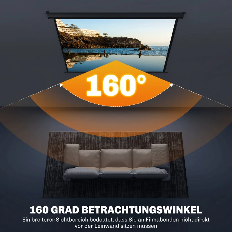 HOMCOM Beamer Leinwand 171 x 128 cm 84 Zoll 4:3 HD 4K Projektionsleinwand Kunststoff, Metall Heimkino