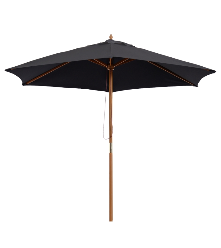 Outsunny Parasol de jardin extérieur parasol droit double toit Hexagonal Grande Taille de Jardin Ø 2,5 x 2,3H m Bois de Bambou Noir