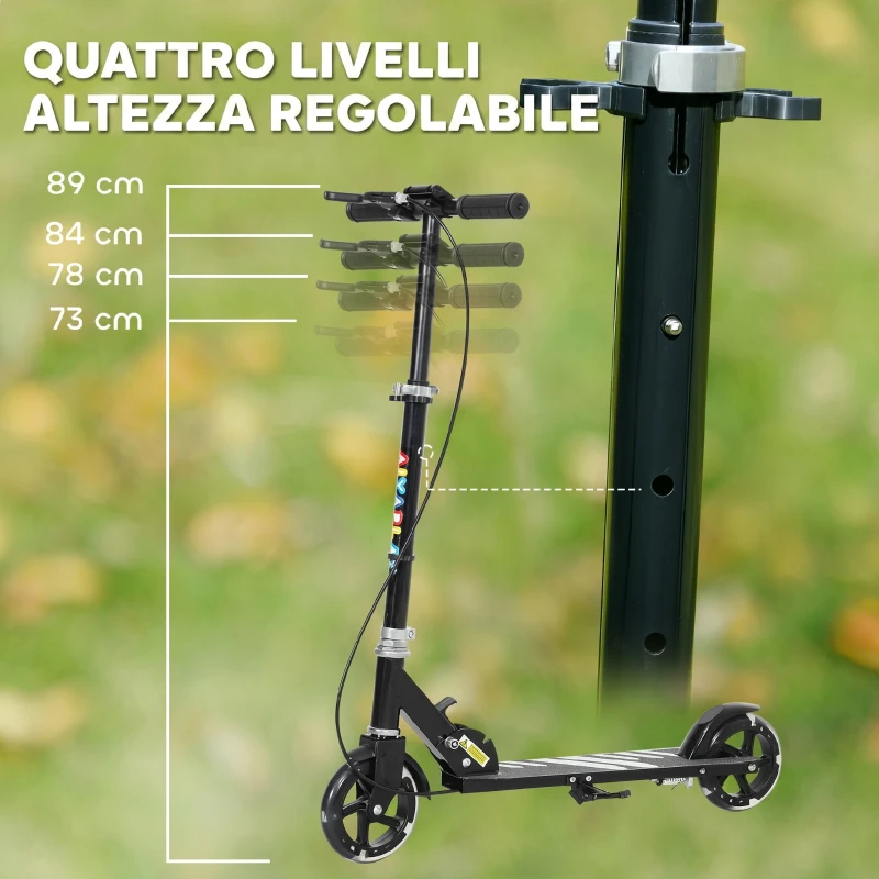 AIYAPLAY Monopattino per Bambini 3-8 Anni con Ruote Luminose, Impugnatura Regolabile e Freno Posteriore, Nero