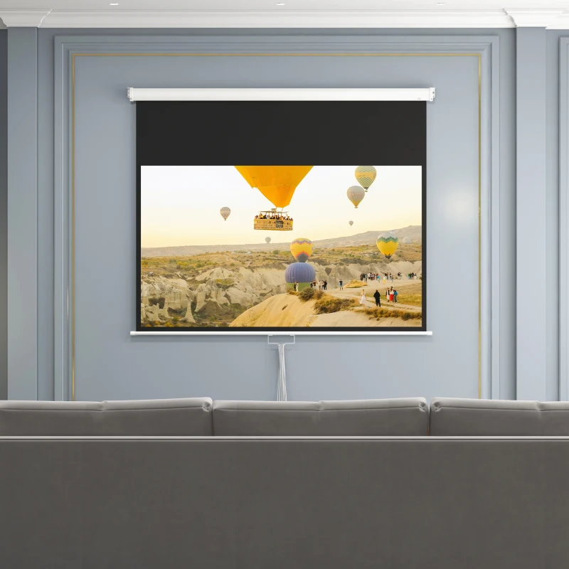 HOMCOM Écran de projection TV et Home Cinema 80 Pouces 16:9 4K HD, fixation mural ou plafond, 187 x 8 x 150 cm