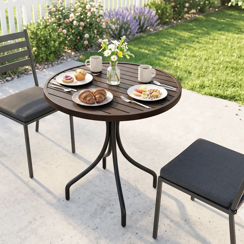 Outsunny Φ66cm Galvanised Steel Garden Table - Brown
