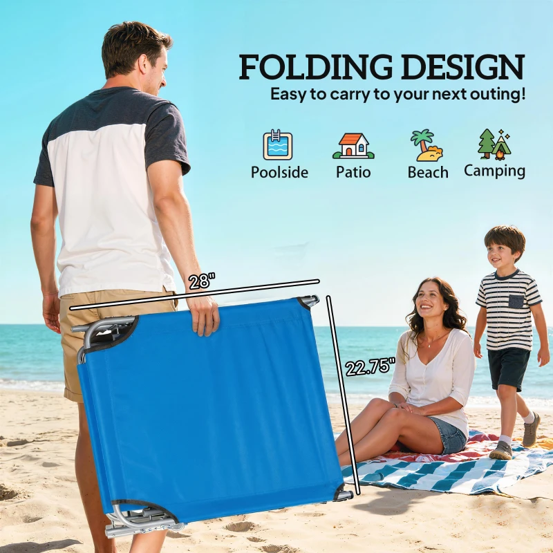 Outsunny Sun Lounger, with Adjustable Face Canopy - Bright Blue