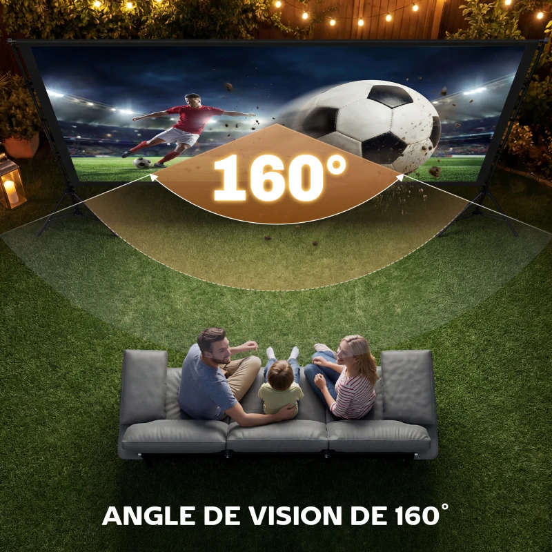HOMCOM Écran de projection avec trépieds 120 pouces 16:9 HD 4K/8K, écran videoprojecteur portable, 309x62x217cm, blanc et noir