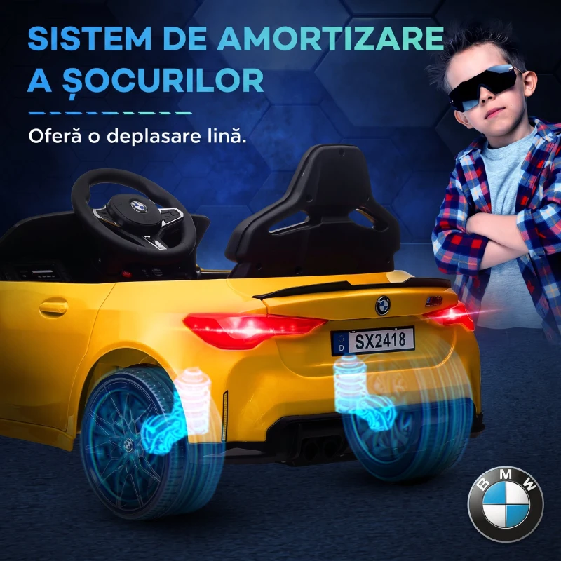 AIYAPLAY Mașinuță Electrică pentru Copii BMW M4, Galbenă