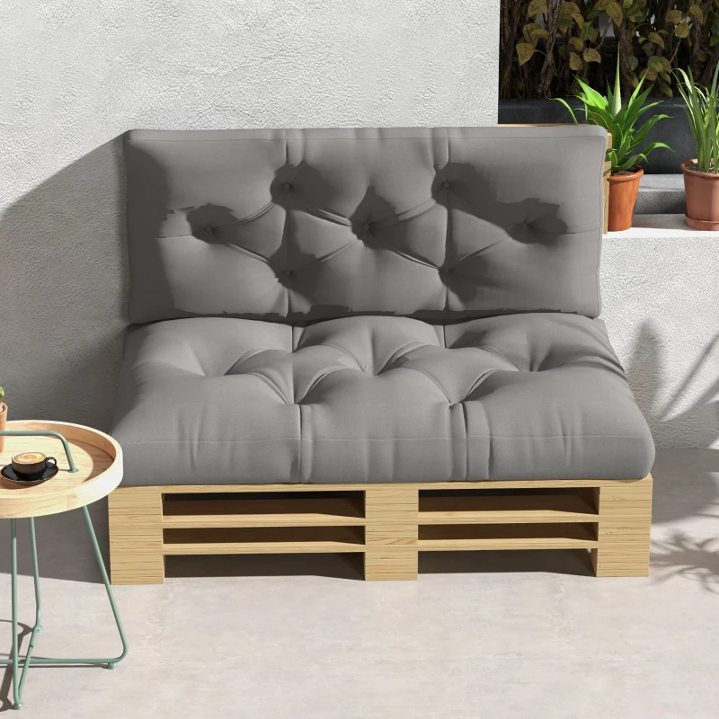 Outsunny Sitzpolster Sitzkissen Polsterauflage, mit Knopfheftung, 120 x 80 x 12 cm, Grau