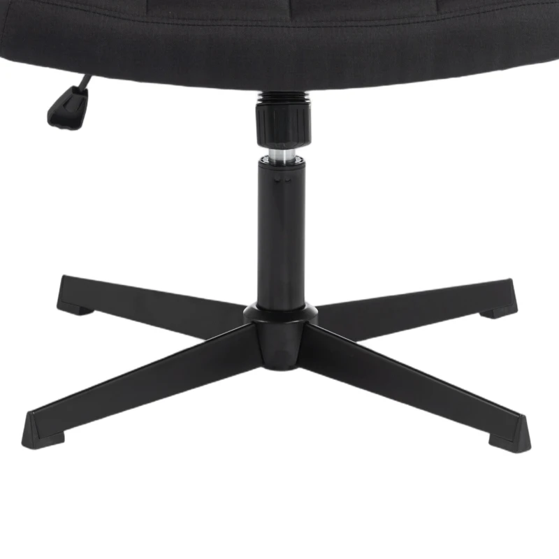 HOMCOM Armless Office Chair, Cross Legged Linen Computer Desk Vanity Chair with Wide Seat, Rocking Function, Black