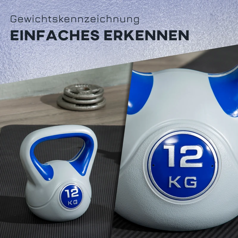 SPORTNOW 12 KG kettlebell halterbal voor vrije krachttraining blauw