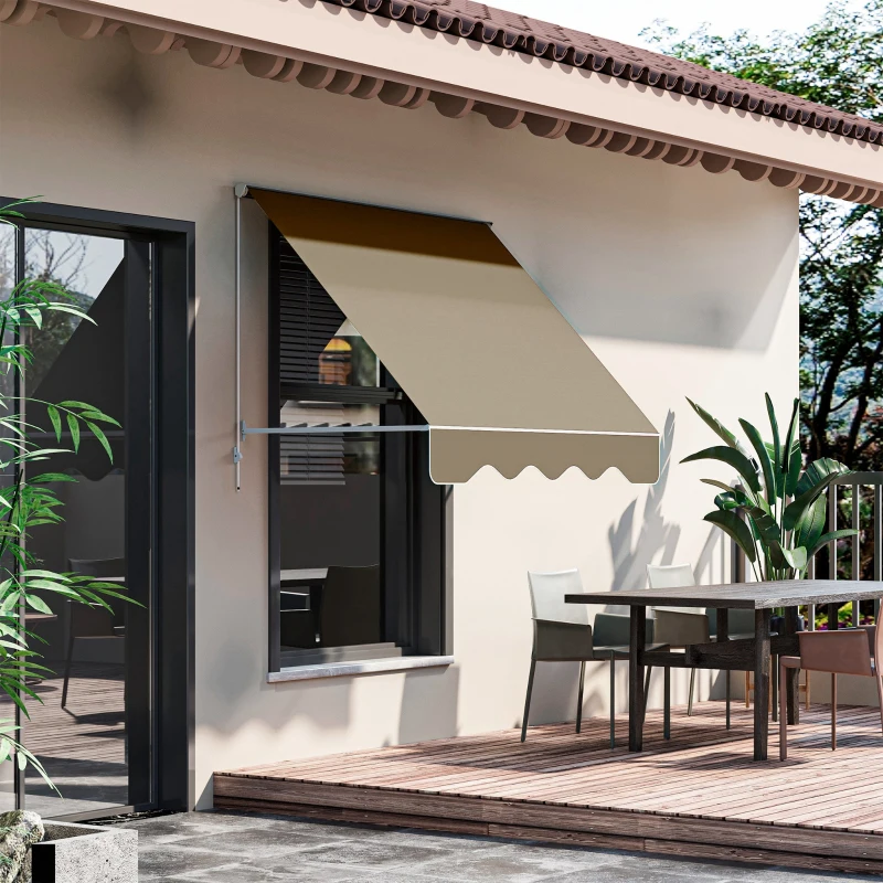 Outsunny Toldo Retráctil de Exterior con Marco de Aluminio Ángulo Ajustable Protección UV e Impermeable 180x70 cm Beige