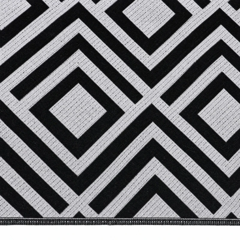 Outsunny Reversible Outdoor Rug, Plastic Straw Mat w/ Carry Bag Ground Stakes for Garden RV Picnic Beach Camping 182x274cm Black
