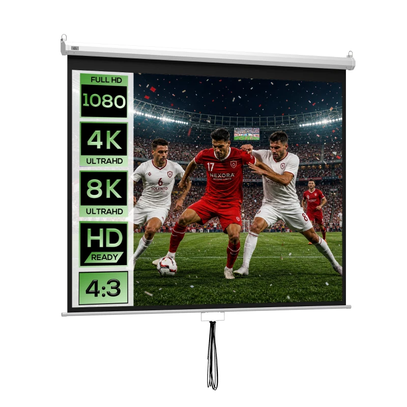 HOMCOM Projectorscherm 203 x 152 cm 100 inch 4:3/ 16:9 projectiescherm Handmatig voor Thuisbioscoop