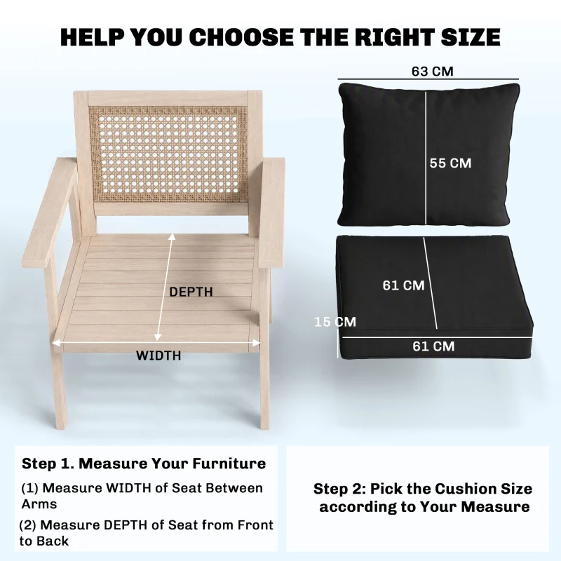 Outsunny Outdoor Seat and Back Cushion Set Patio Deep Seating Chair Replacement Cushion