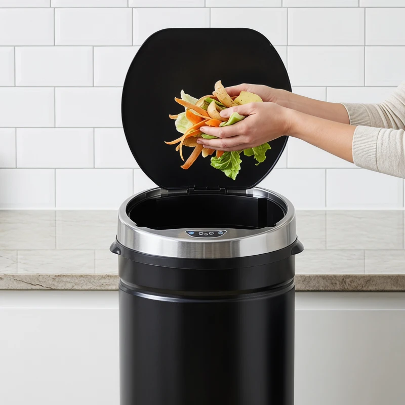 HOMCOM 50L Round Sensor Bin with Quiet Soft-Close Lid, Hands-Free Motion Sensor Touchless Kitchen Bin with Fingerprint Resistant for Hygienic Kitchen, Home Office Use, Black