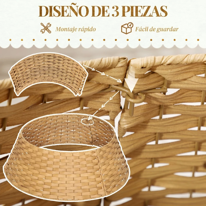 HOMCOM Falda para Árbol de Navidad Rústico Diseño Tejido Cubre Pie para Árbol de Navidad para Fiestas Ø68x22 cm Natural