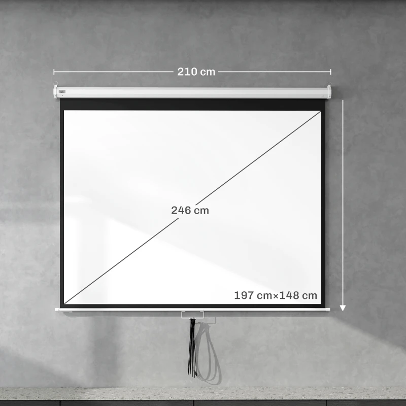 HOMCOM Projectorscherm 203 x 152 cm 100 inch 4:3/ 16:9 projectiescherm Handmatig voor Thuisbioscoop