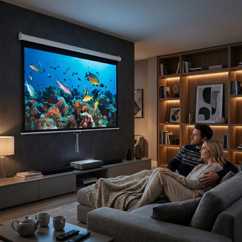 HOMCOM Projectiescherm 203 x 152 cm 100 Inch 4:3/ 16:9 Handmatig voor Thuisbioscoop