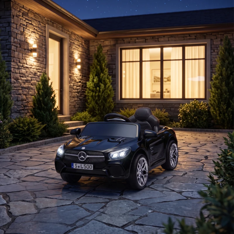 AIYAPLAY Coche Eléctrico para Niños Mercedes-Benz SL500 12V con Mando a Distancia 2,4G 2 Motores Suspensión Arranque Suave Negro