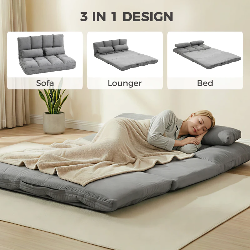 HOMCOM Vloerstoel 2-in-1 vloerstoel bed met rugleuning 7 standen verstelbaar(m-5)