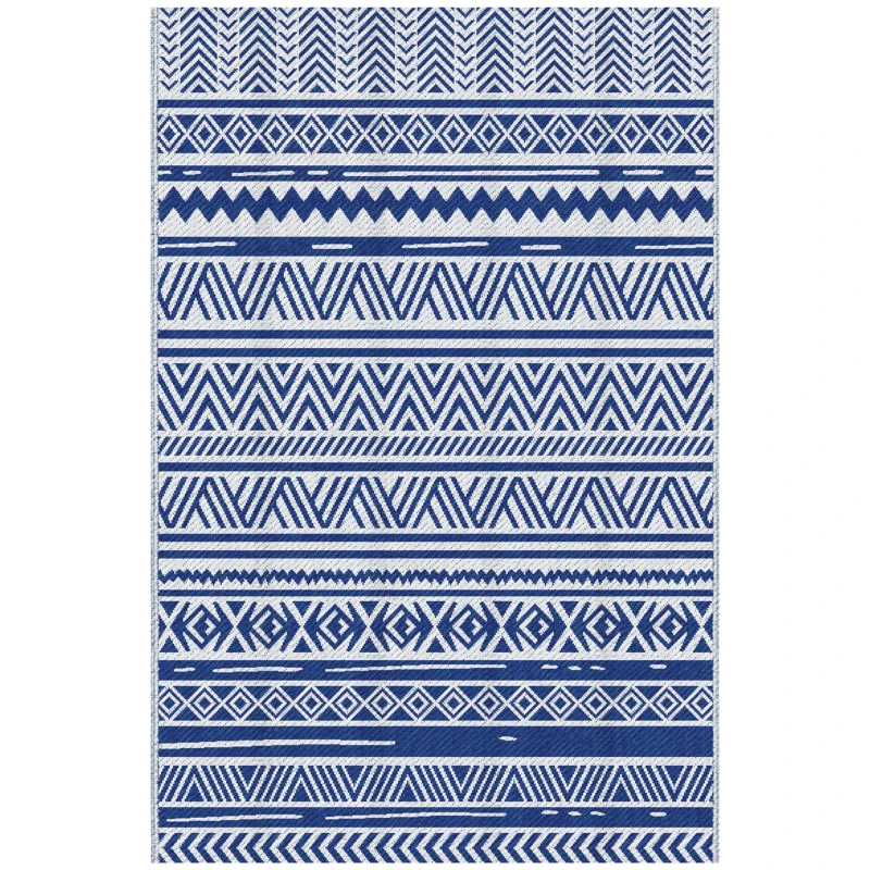 Outsunny Tapis extérieur Style Graphique - Tapis réversible 2 Motifs - dim. 2,74L x 1,82l m - PP Haute densité 310 g/m²