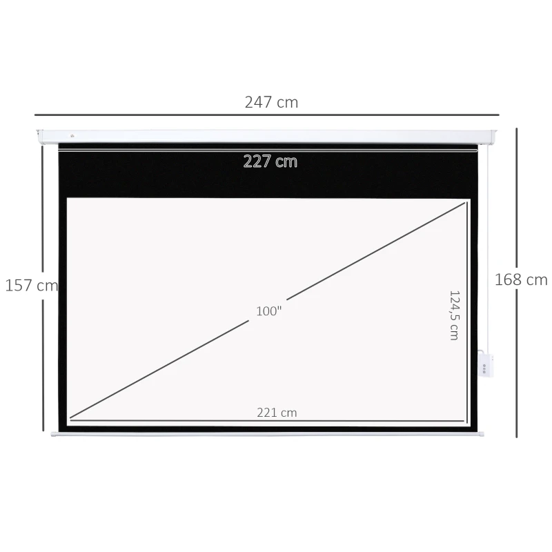 HOMCOM Beamer Leinwand 247 x 168 cm 100 Zoll 16:9 HD 4K Projektionsleinwand Elektrisch mit Fernbedienung, Weiß