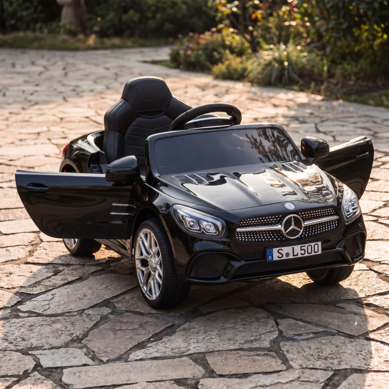 AIYAPLAY Coche Eléctrico para Niños Mercedes-Benz SL500 12V con Mando a Distancia 2,4G 2 Motores Suspensión Arranque Suave Negro